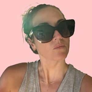 Brown Oversized cat eye frameless Sunglasses tortoise shell Uv protection.